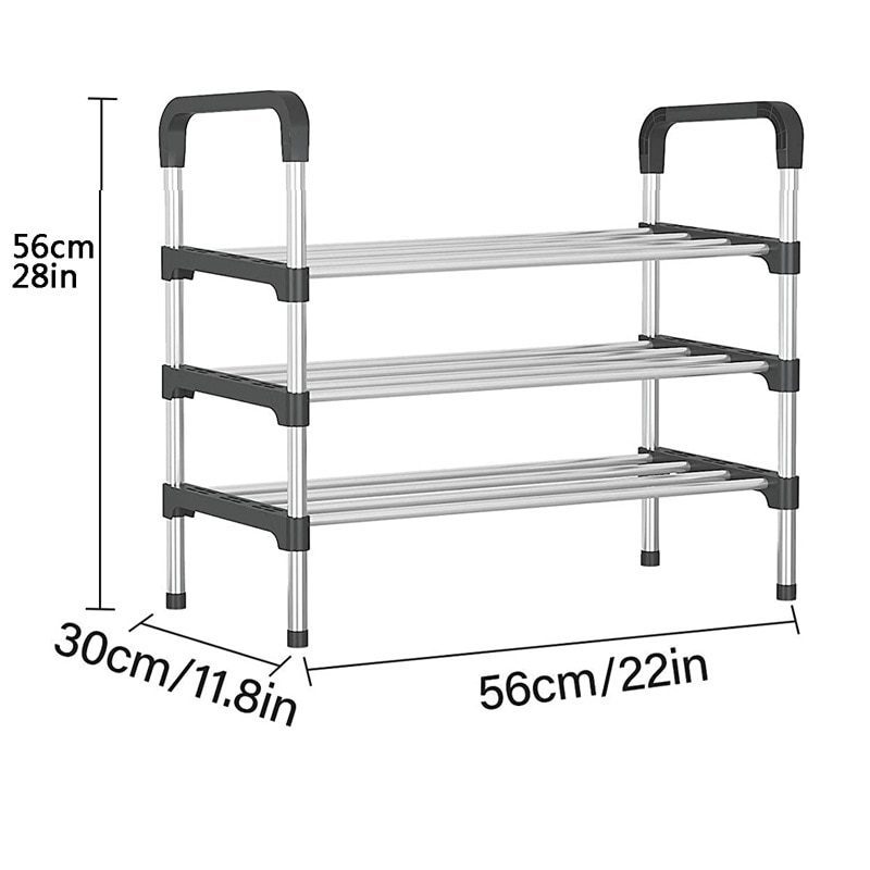 NEW Simple Multi-layer Shoe Rack Stainless Steel Shoe Organizer Door Bedroom Shoes Cabinet Storage Living Room Folding Hanger Ho