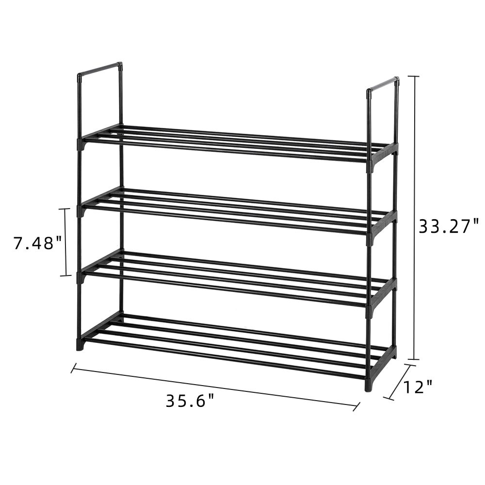 NEW Shoe Rack Tower Shelf 4 Tiers Storage Organizer For Bedroom Entryway Hallway and Closet Black Color[US-Stock]