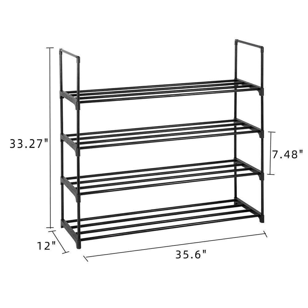 NEW Shoe Rack Tower Shelf 4 Tiers Storage Organizer For Bedroom Entryway Hallway and Closet Black Color[US-Stock]