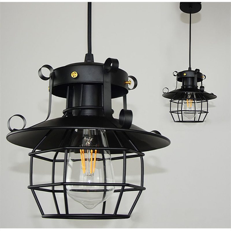 NEW LED Indoor E27 modern cage pendant light iron retro loft pendant lamp metal Guard Hanging restaurant Lamp living room decora