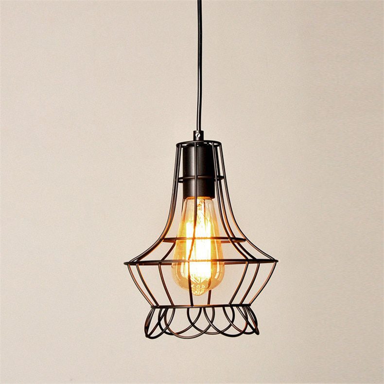 NEW LED Indoor E27 modern cage pendant light iron retro loft pendant lamp metal Guard Hanging restaurant Lamp living room decora