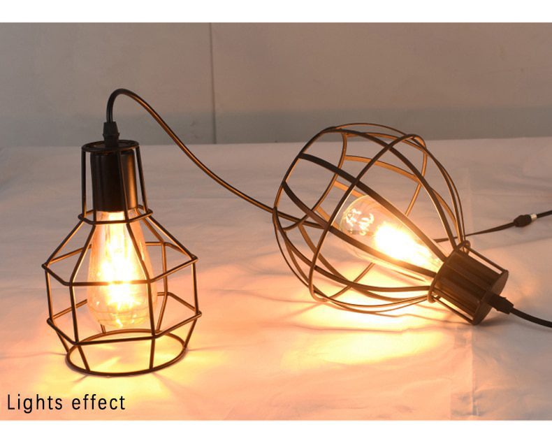 NEW LED Indoor E27 modern cage pendant light iron retro loft pendant lamp metal Guard Hanging restaurant Lamp living room decora