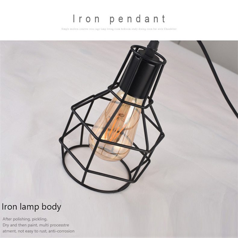 NEW LED Indoor E27 modern cage pendant light iron retro loft pendant lamp metal Guard Hanging restaurant Lamp living room decora