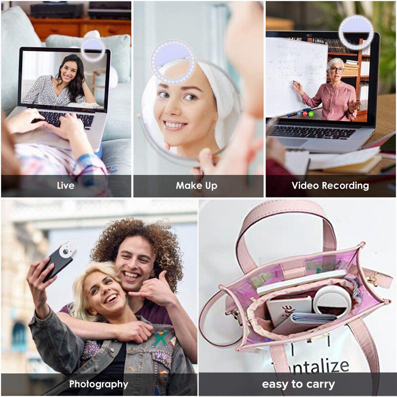 NEW Staraise Selfie Ring Light Mobile Phone Clip Lens Novelty Lights Lamp Emergency Dry Battery For Photo Camera LED Light Ring