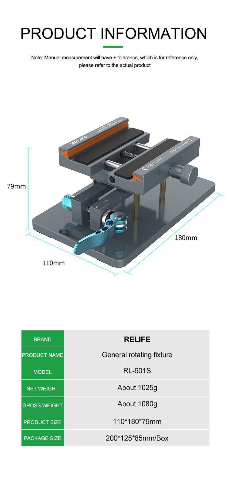 NEW RL-601S mobile phone rear glass cover removal tool,360° rotating fixture, separation frame back cover without hurting paint