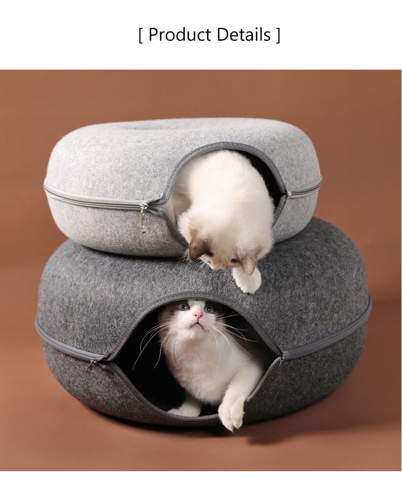 NEW Donut Cat Bed Pet Cat Tunnel Interactive Game Toy Cat Bed Dual-use Indoor Toy Kitten Sports Equipment Cat Training Toy Cat H