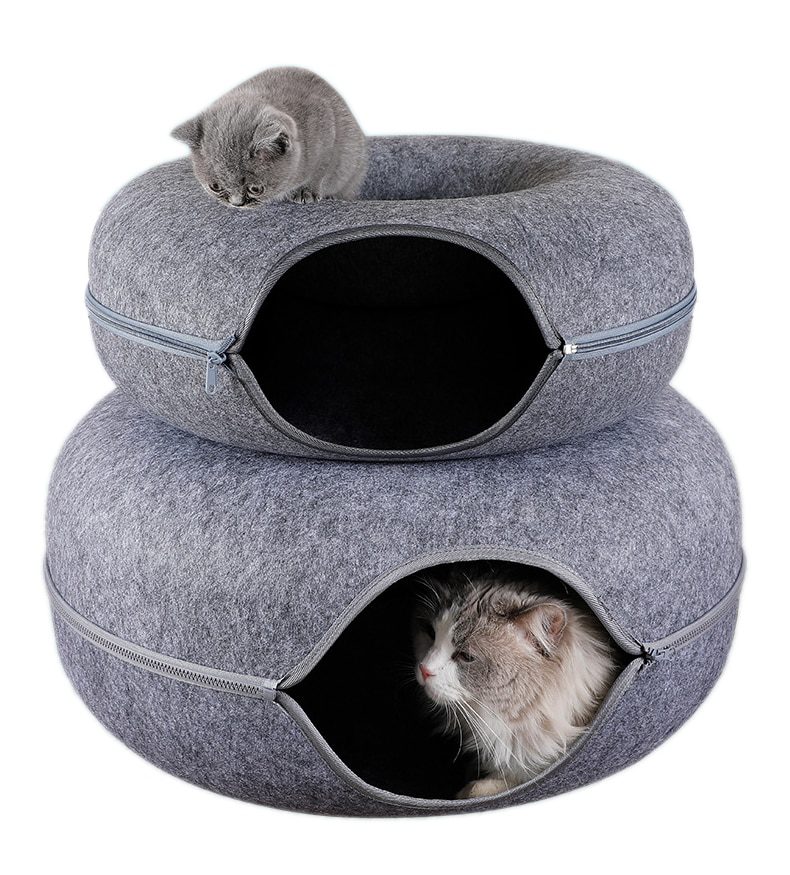 NEW Donut Cat Bed Pet Cat Tunnel Interactive Game Toy Cat Bed Dual-use Indoor Toy Kitten Sports Equipment Cat Training Toy Cat H