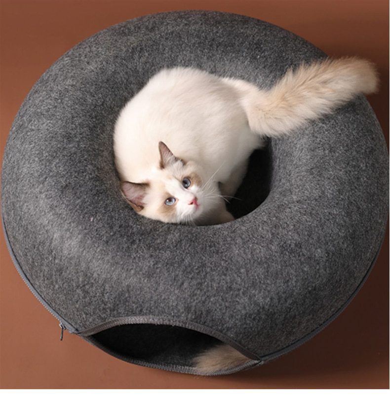 NEW Donut Cat Bed Pet Cat Tunnel Interactive Game Toy Cat Bed Dual-use Indoor Toy Kitten Sports Equipment Cat Training Toy Cat H