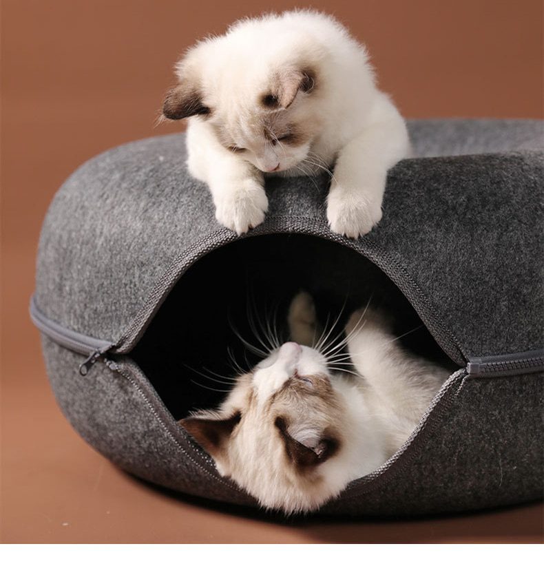 NEW Donut Cat Bed Pet Cat Tunnel Interactive Game Toy Cat Bed Dual-use Indoor Toy Kitten Sports Equipment Cat Training Toy Cat H