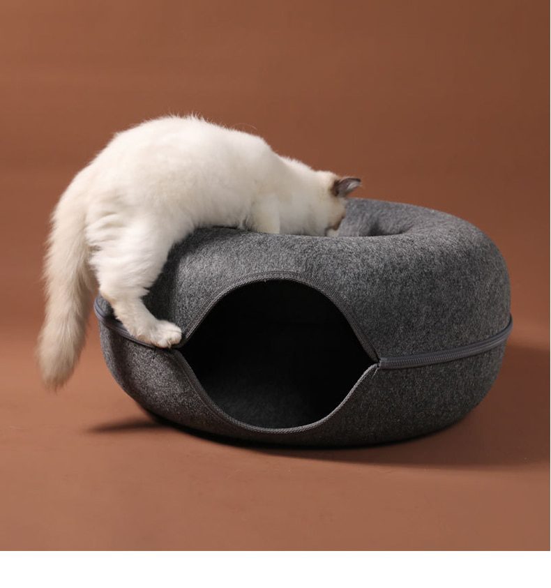 NEW Donut Cat Bed Pet Cat Tunnel Interactive Game Toy Cat Bed Dual-use Indoor Toy Kitten Sports Equipment Cat Training Toy Cat H