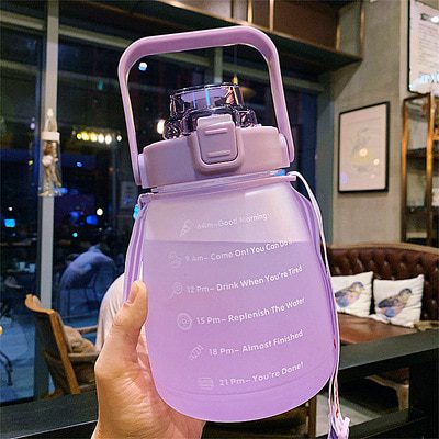 NEW Gradient Belly Cup Large Capacity Straw Drinking Cup Fitness Portable Kettle Students Outdoor Sports Water Bottle