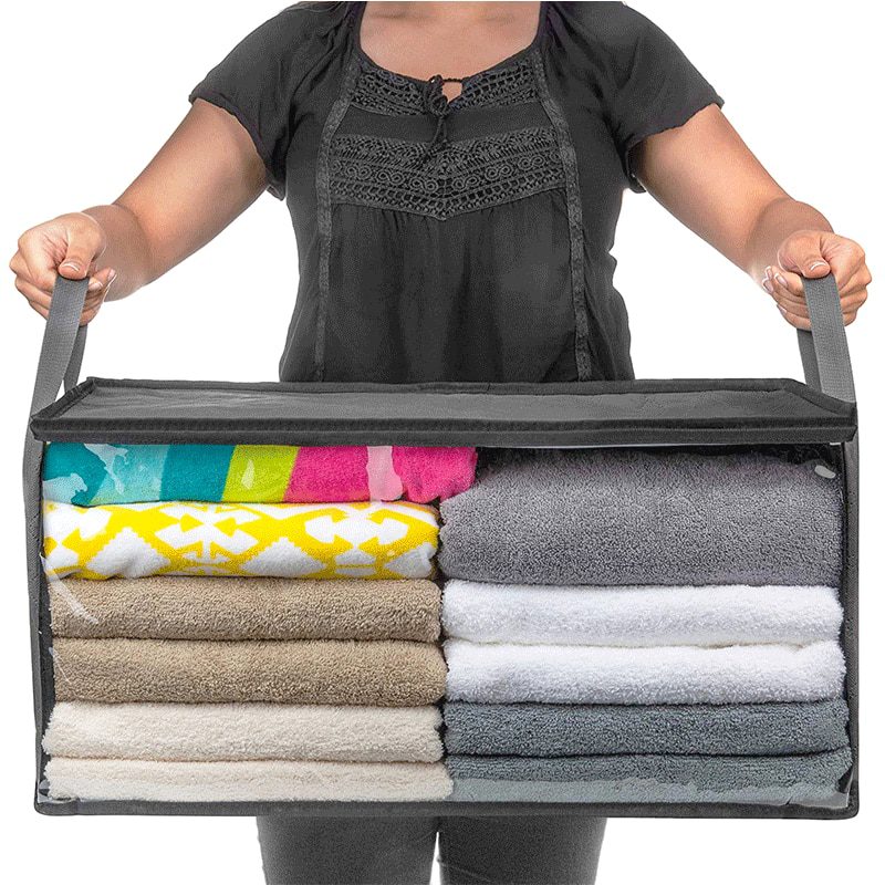 NEW Large Capacity Non-Woven Quilt Storage Box Closet Organizer Folding Clothes Organizer Bag Dust-Proof Home Wardrobe Storage T