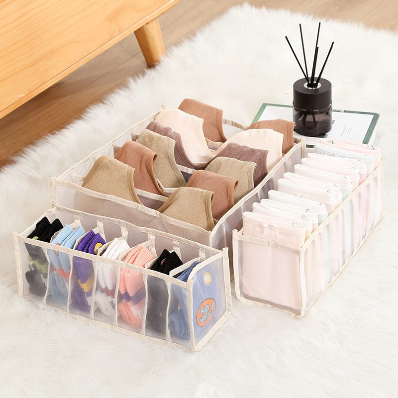 NEW 2/3PCs Underwear Drawer Organizer Storage Box Foldable Closet Organizers Drawer Divider Storage Boxes for Underpants Socks B