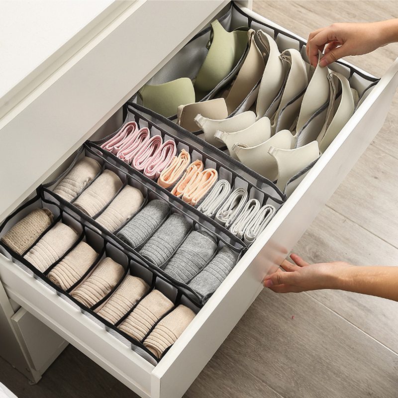 NEW 2/3PCs Underwear Drawer Organizer Storage Box Foldable Closet Organizers Drawer Divider Storage Boxes for Underpants Socks B