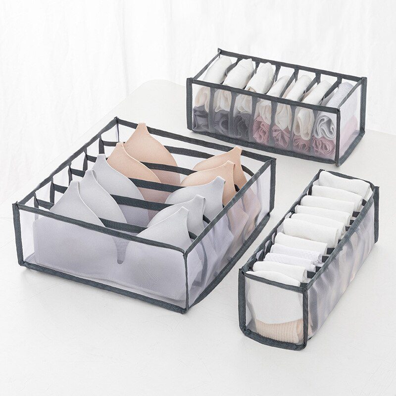 NEW 2/3PCs Underwear Drawer Organizer Storage Box Foldable Closet Organizers Drawer Divider Storage Boxes for Underpants Socks B