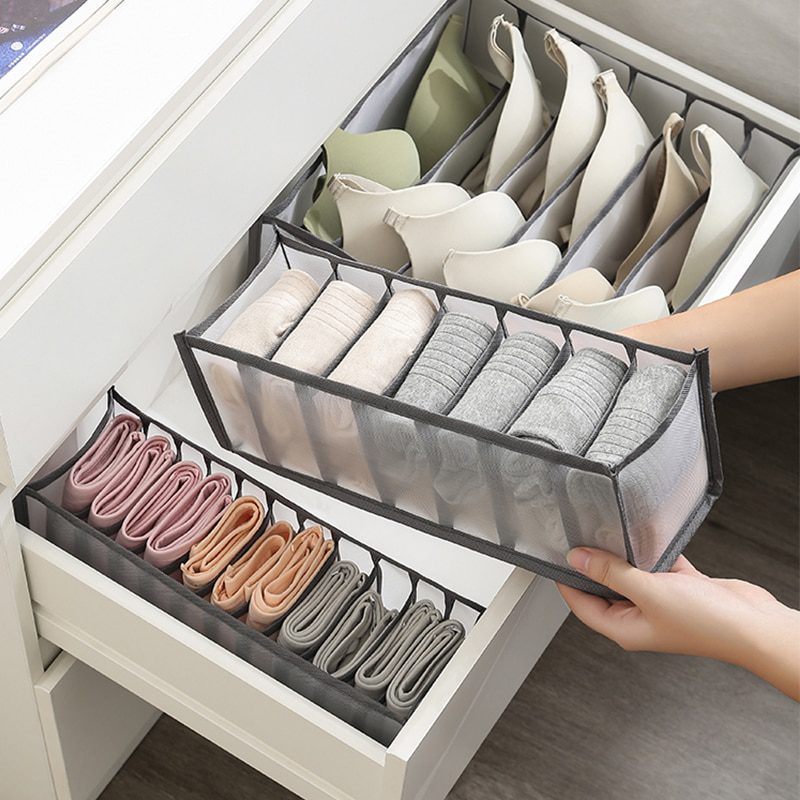 NEW 2/3PCs Underwear Drawer Organizer Storage Box Foldable Closet Organizers Drawer Divider Storage Boxes for Underpants Socks B