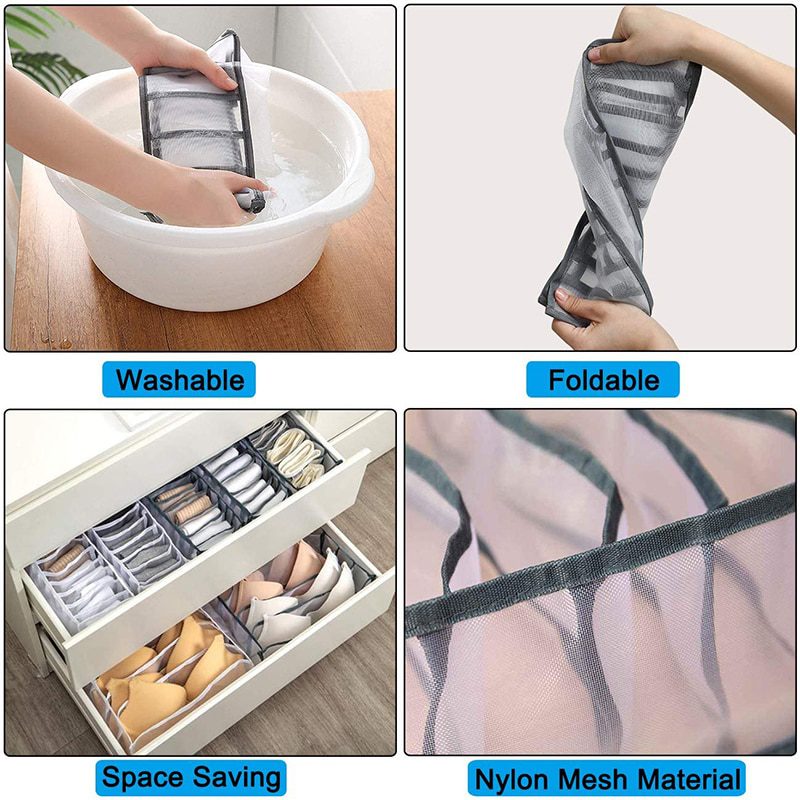 NEW 2/3PCs Underwear Drawer Organizer Storage Box Foldable Closet Organizers Drawer Divider Storage Boxes for Underpants Socks B