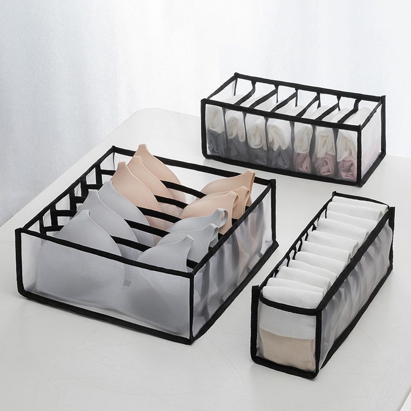 NEW 2/3PCs Underwear Drawer Organizer Storage Box Foldable Closet Organizers Drawer Divider Storage Boxes for Underpants Socks B