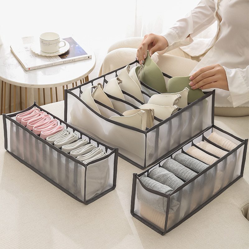 NEW 2/3PCs Underwear Drawer Organizer Storage Box Foldable Closet Organizers Drawer Divider Storage Boxes for Underpants Socks B