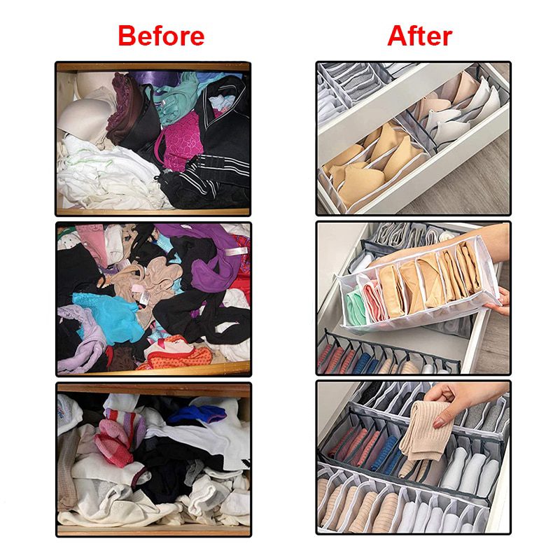 NEW 2/3PCs Underwear Drawer Organizer Storage Box Foldable Closet Organizers Drawer Divider Storage Boxes for Underpants Socks B