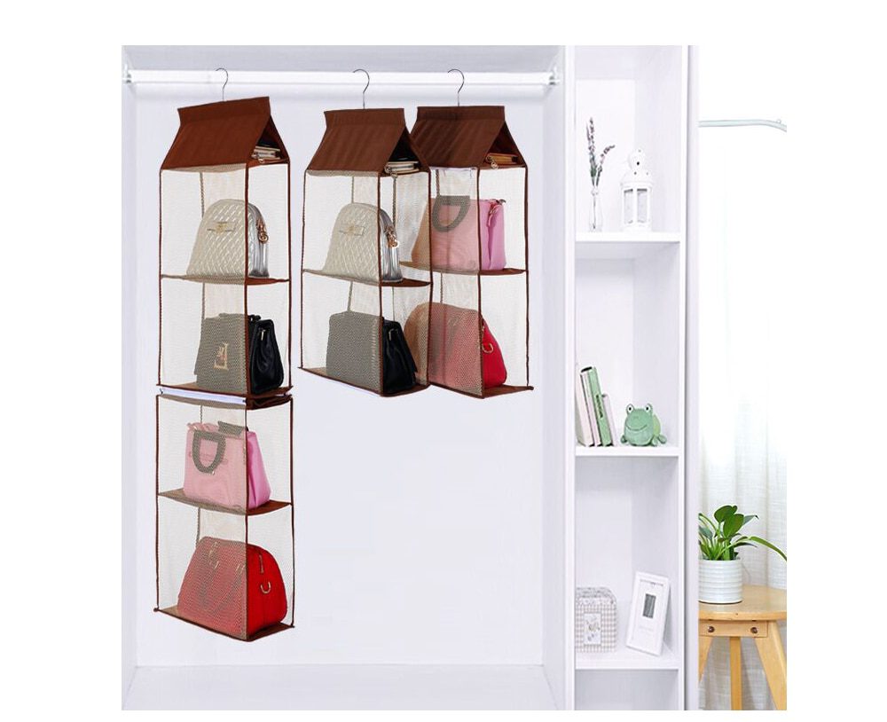 NEW 4 Pocket Separable Hanging Handbag Storage Organizer Hanging Sundry Shoe Storage Bag for Wardrobe Closet Home Supplies