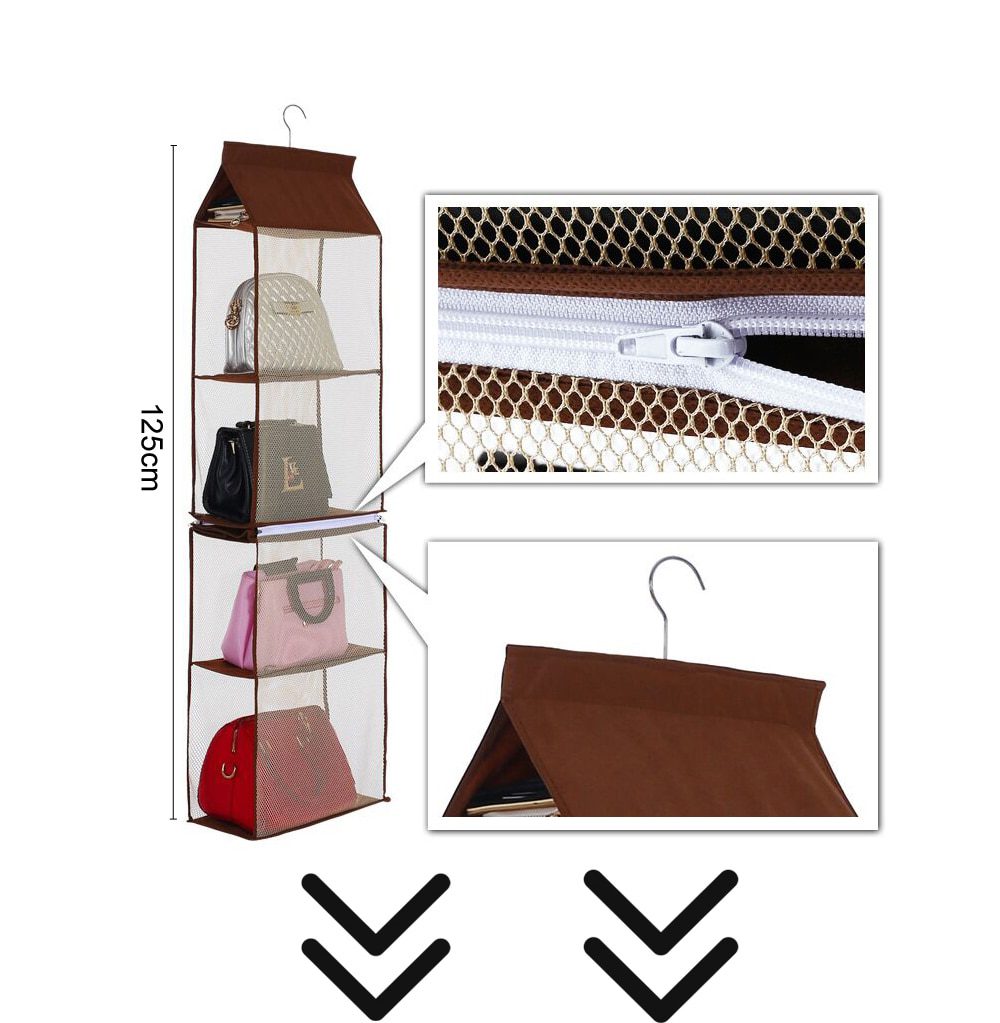 NEW 4 Pocket Separable Hanging Handbag Storage Organizer Hanging Sundry Shoe Storage Bag for Wardrobe Closet Home Supplies