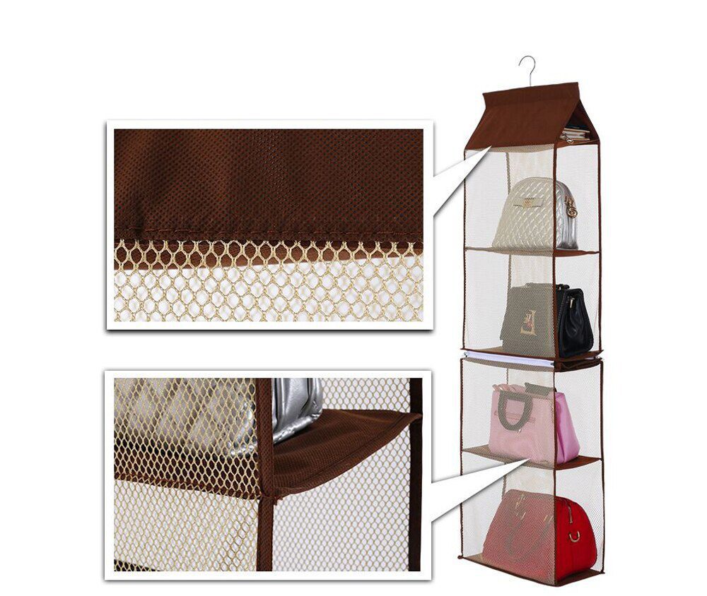 NEW 4 Pocket Separable Hanging Handbag Storage Organizer Hanging Sundry Shoe Storage Bag for Wardrobe Closet Home Supplies