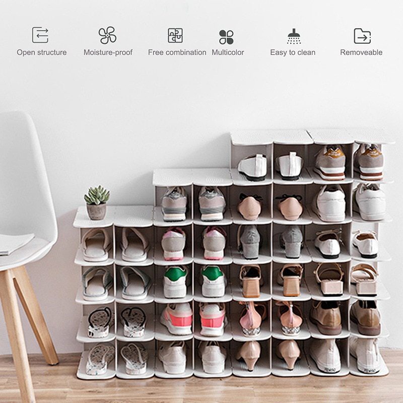 NEW 6-Layer Stackable Shoe Hanger Creative Foldable Space Saving Wardrobe Storage Rack Multi-layer Shoes Stand Organizers Cabine