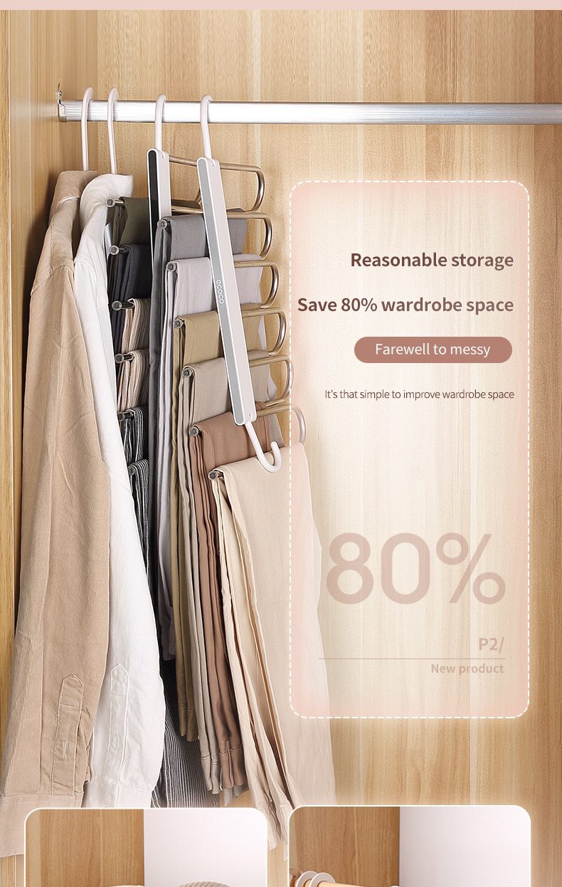 NEW ECOCO Multi-functiona Trouser Storage Rack Adjustable Pants Tie Storage Shelf Closet Organizer Stainless Steel Clothes Hange