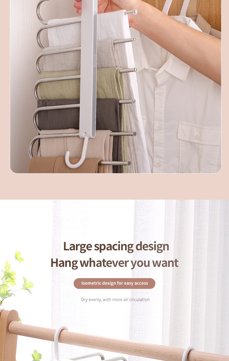 NEW ECOCO Multi-functiona Trouser Storage Rack Adjustable Pants Tie Storage Shelf Closet Organizer Stainless Steel Clothes Hange