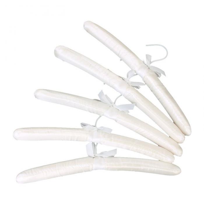 NEW 5PCS/Pack High Quality Sponge Silk Satin Cloth Hangers White Clothes Hanger Holder Storage Rack