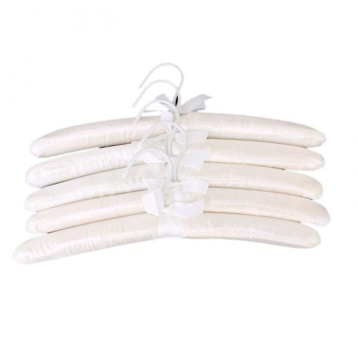 NEW 5PCS/Pack High Quality Sponge Silk Satin Cloth Hangers White Clothes Hanger Holder Storage Rack