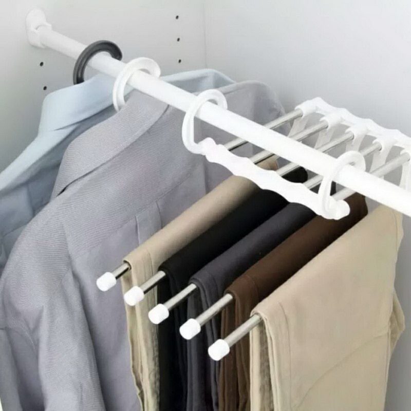 NEW 5 in 1 Hangers for clothes Multifunction Clothes hanger Storage Shelves Stainless Multifunction Pant Rack wardrobe organizer