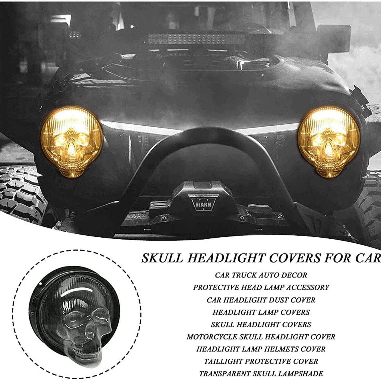 NEW Creative Car Skull Lampshade Truck Car Decoration Protection Headlight Accessories Motorcycle Lamp Covers Bulb Shades