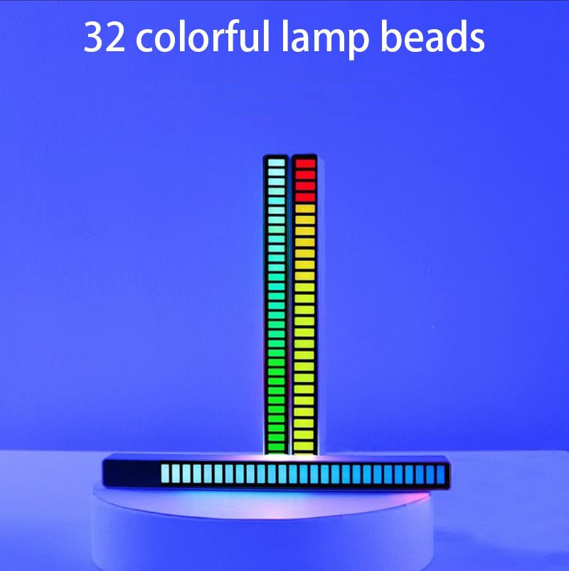 NEW Colorful USB Lamp LED Strip Night Lights Sound Control Pickup Rhythm Music Atmosphere Light RGB Music Light Bar For Car Part