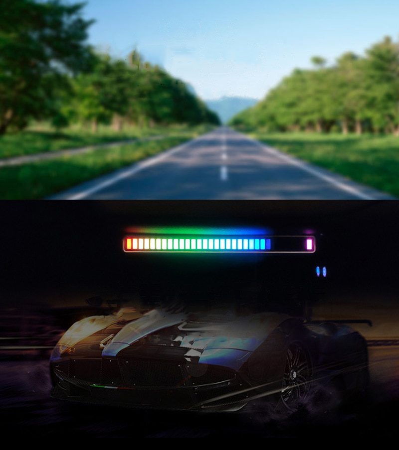 NEW Colorful USB Lamp LED Strip Night Lights Sound Control Pickup Rhythm Music Atmosphere Light RGB Music Light Bar For Car Part