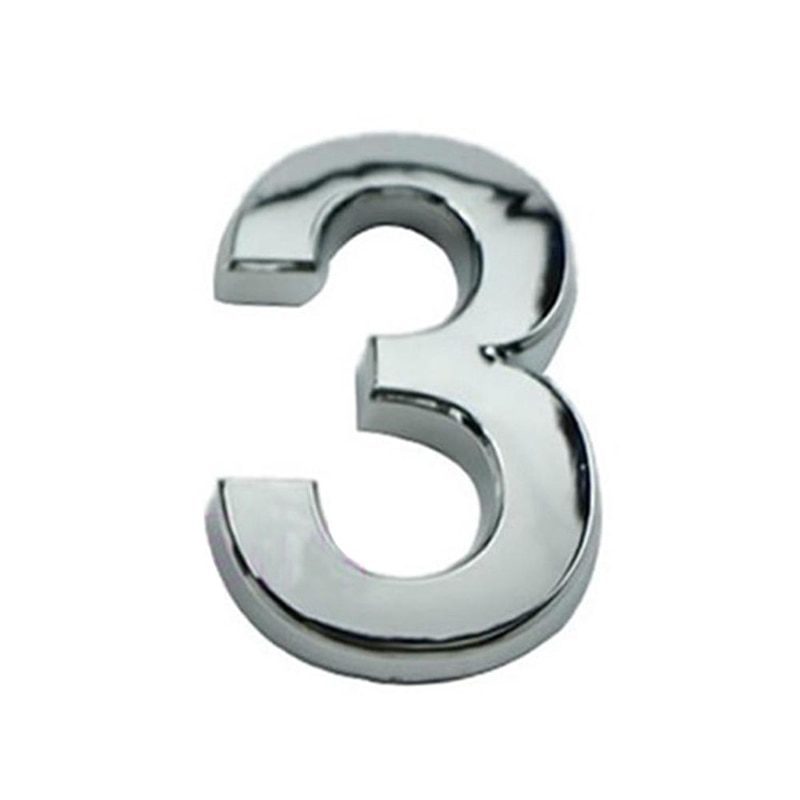 NEW New 3D Digits 0-9 Number Silver Sticker 5cm Plate Sign Hotel Silvery Door Number Plaque Modern Plated House Home Car Decorat