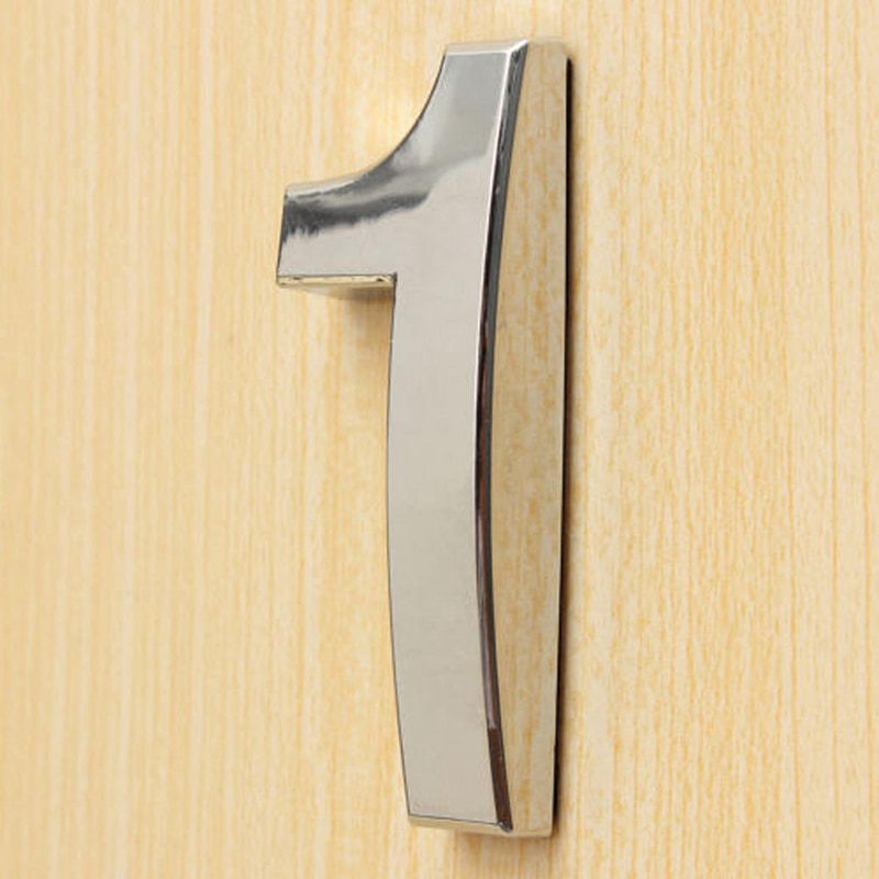 NEW New 3D Digits 0-9 Number Silver Sticker 5cm Plate Sign Hotel Silvery Door Number Plaque Modern Plated House Home Car Decorat