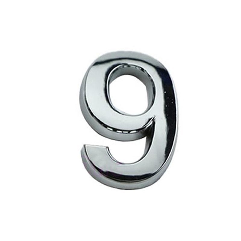 NEW New 3D Digits 0-9 Number Silver Sticker 5cm Plate Sign Hotel Silvery Door Number Plaque Modern Plated House Home Car Decorat