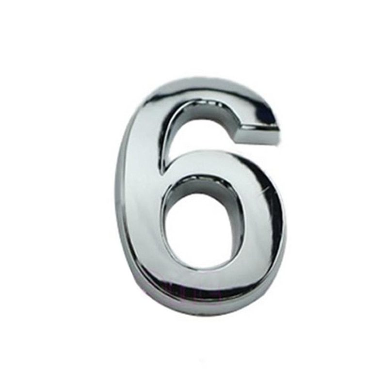 NEW New 3D Digits 0-9 Number Silver Sticker 5cm Plate Sign Hotel Silvery Door Number Plaque Modern Plated House Home Car Decorat