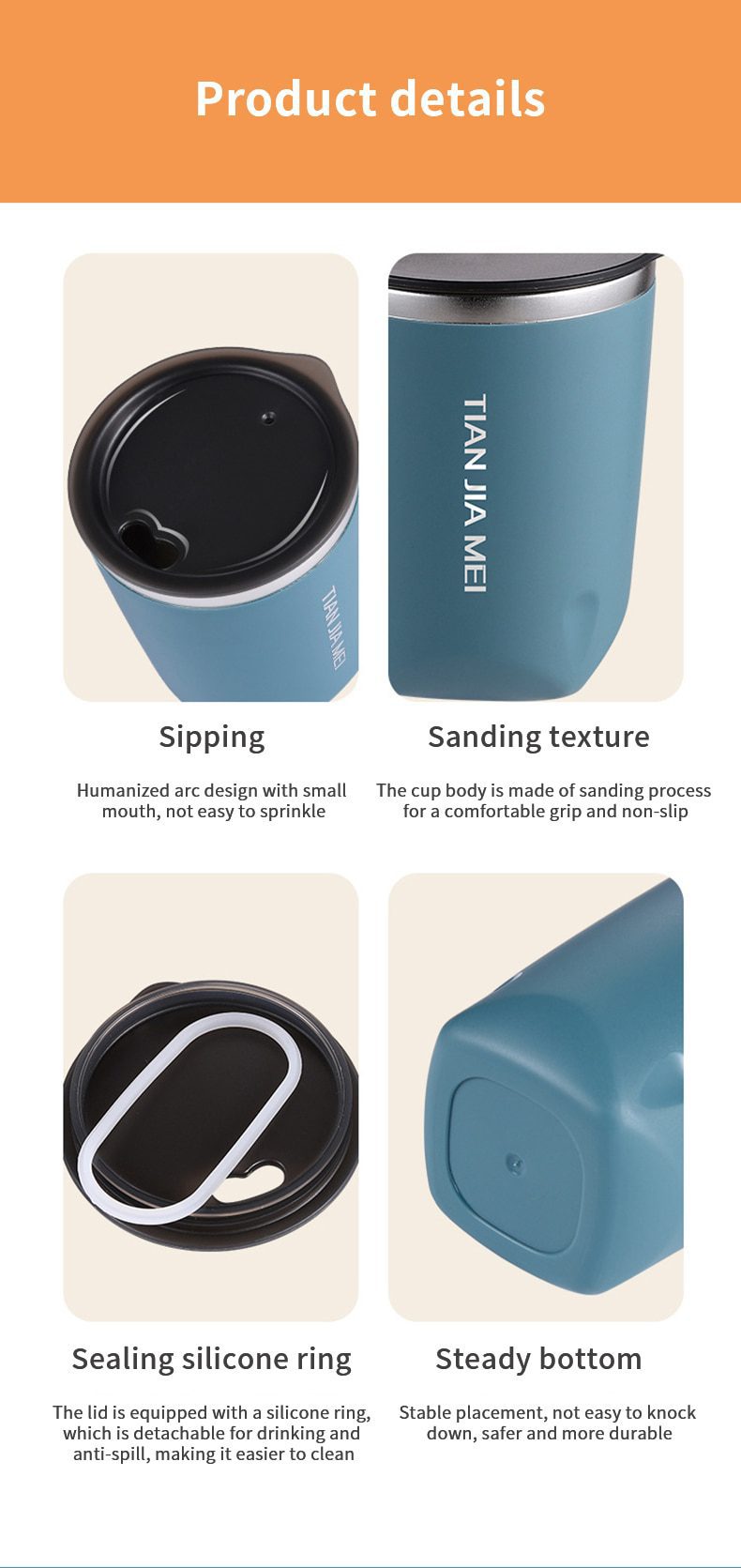 NEW StainlessSteel Insulated Coffee Cup With Lid Handy Cup Office Portable Handy Cup Girl Car WaterCup Lnsulation Is Not Hot