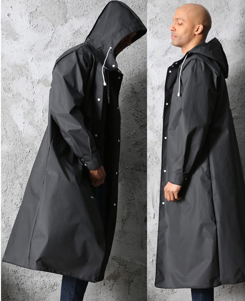 NEW Black Fashion Adult Waterproof Long Raincoat Women Men Rain coat Hooded For Outdoor Hiking Travel Fishing Climbing Thickened