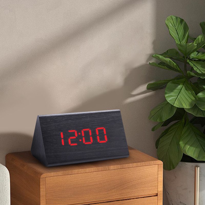 NEW Digital Clock LED Wooden Alarm Clock Table Sound Control Electronic Clocks Desktop USB/AAA Powered Desperadoes Home Table De