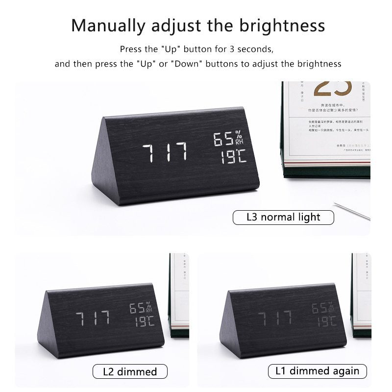 NEW Digital Clock LED Wooden Alarm Clock Table Sound Control Electronic Clocks Desktop USB/AAA Powered Desperadoes Home Table De