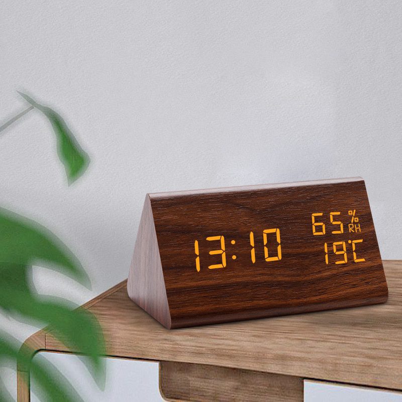 NEW Digital Clock LED Wooden Alarm Clock Table Sound Control Electronic Clocks Desktop USB/AAA Powered Desperadoes Home Table De