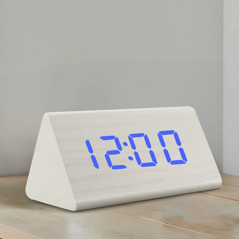 NEW Digital Clock LED Wooden Alarm Clock Table Sound Control Electronic Clocks Desktop USB/AAA Powered Desperadoes Home Table De