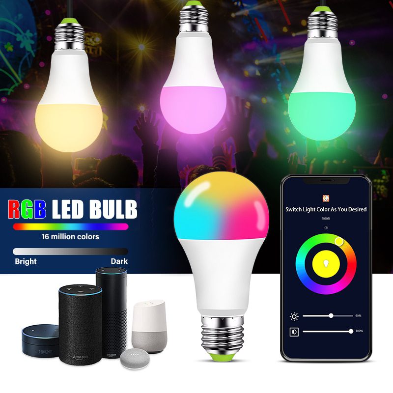 NEW 15W WiFi Smart LED Light Bulb E26 E27 B22 Ampoule LED Intelligent Dimmable Night Lamp Apply To Alexa Google Home Assistant E