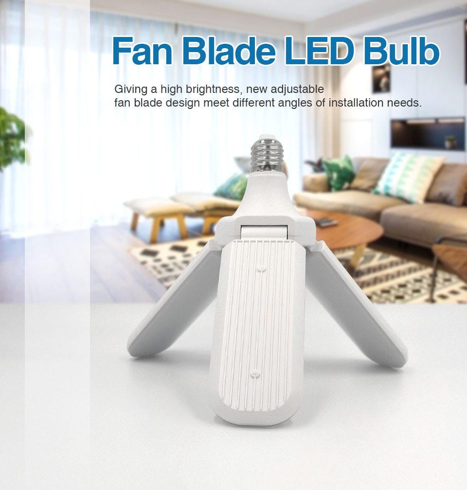 NEW LED Bulb 45W E27 220V 110V 60W 30W Home Garage Energy Saving High Brightness Ceiling Lamp Foldable Fan Blade Adjustable Angl