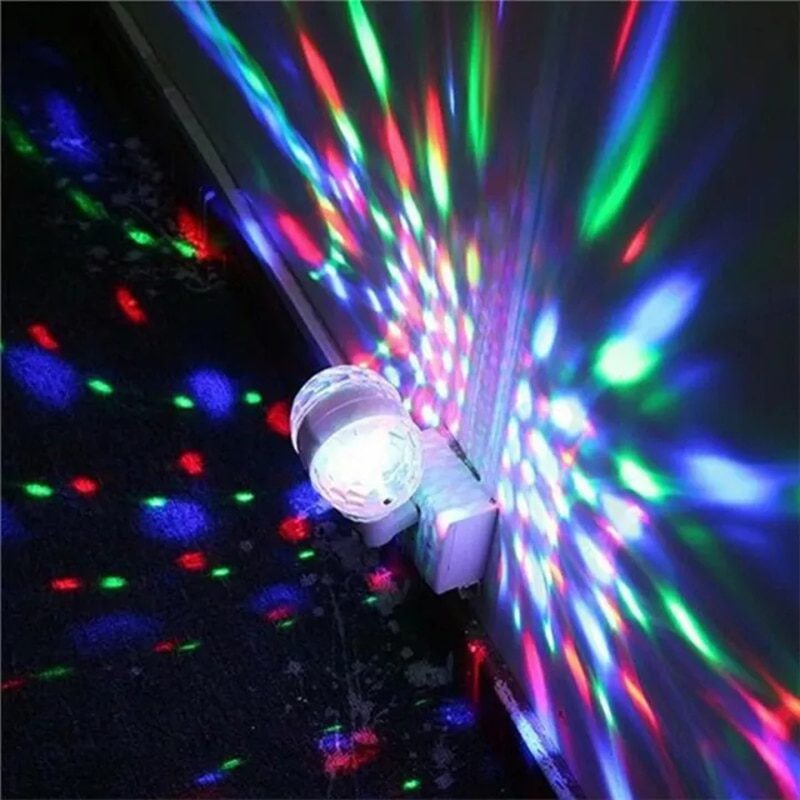 NEW E27 B22 6W Double Head RGB LED Bulb Rotating Crystal Ball Stage Light Colorful Auto Rotating Disco Light