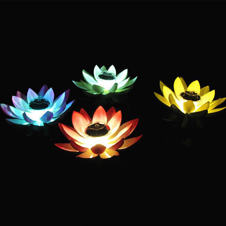 NEW Solar Artifical Floating Lotus Light Solar Powered Night Light Pool Light Lotus Lamp Garden Pond Fountain Decor Outdoor Ligh